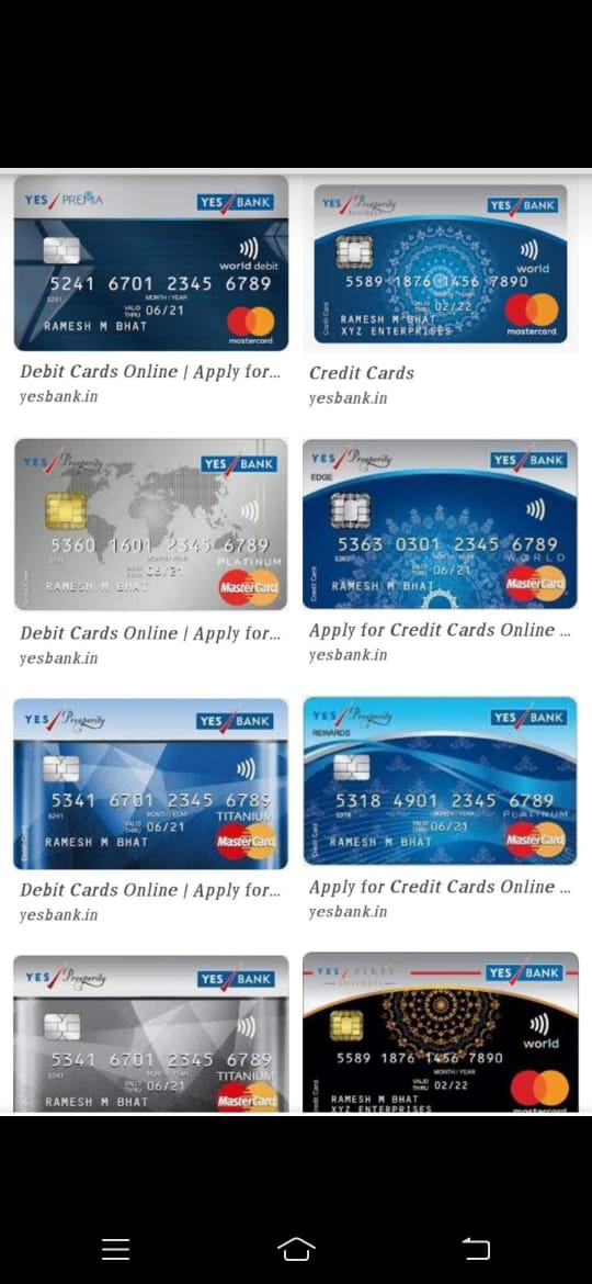 Credit card  Yes Bank