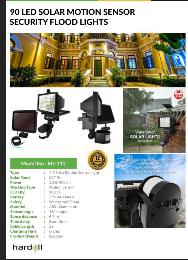 90 LED SOLAR MOTION SENSOR SECURITY FLOOD LIGHT 