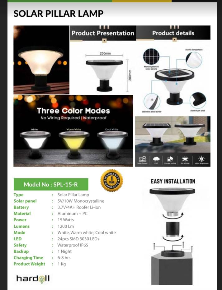 SOLAR PILLER LAMP 