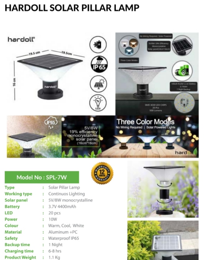 HARDOLL SOLAR PILLAR LAMP